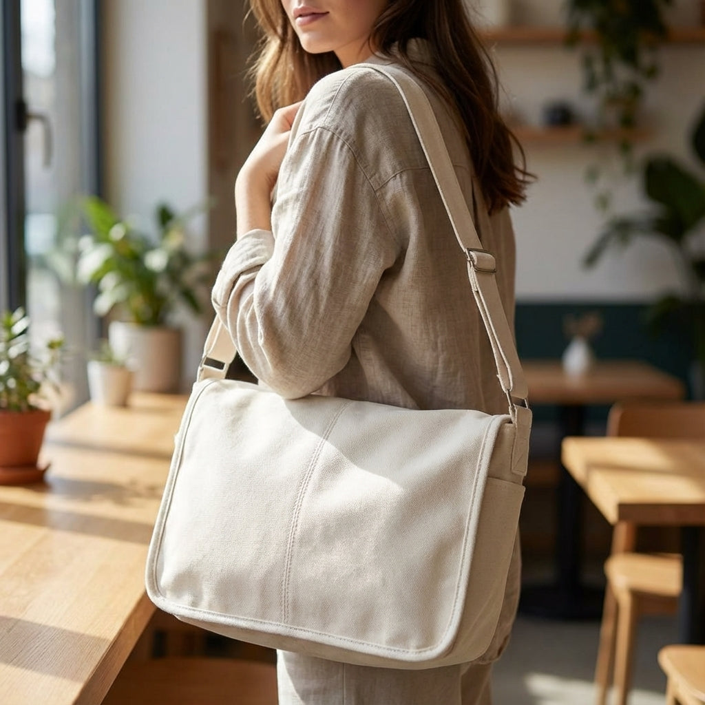 Robust unisex axelväska i tålig canvas för vardagsbruk. Idealisk som skol- eller pendlarväska, bomull/polyester.