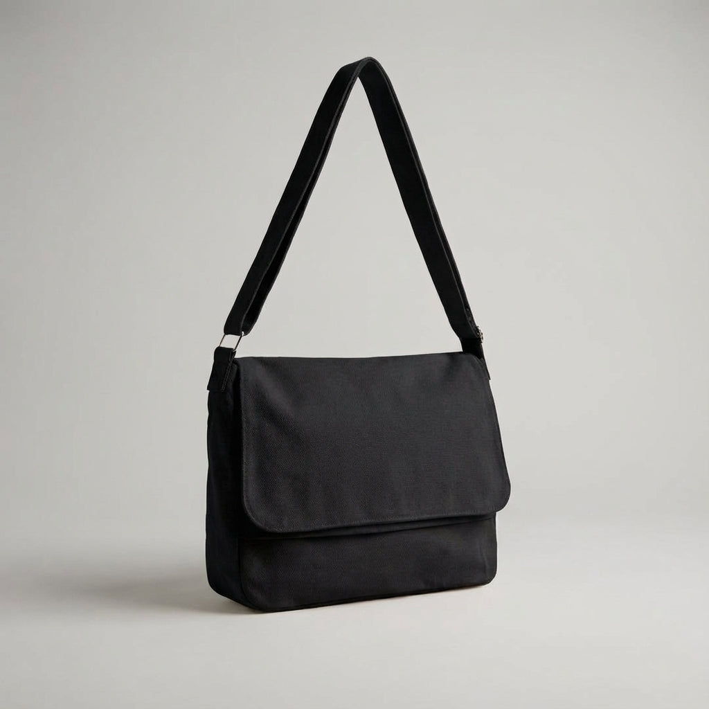 Vardaglig unisex canvasväska, en praktisk axelväska för skola och jobb. Robust och bekväm pendlarväska.