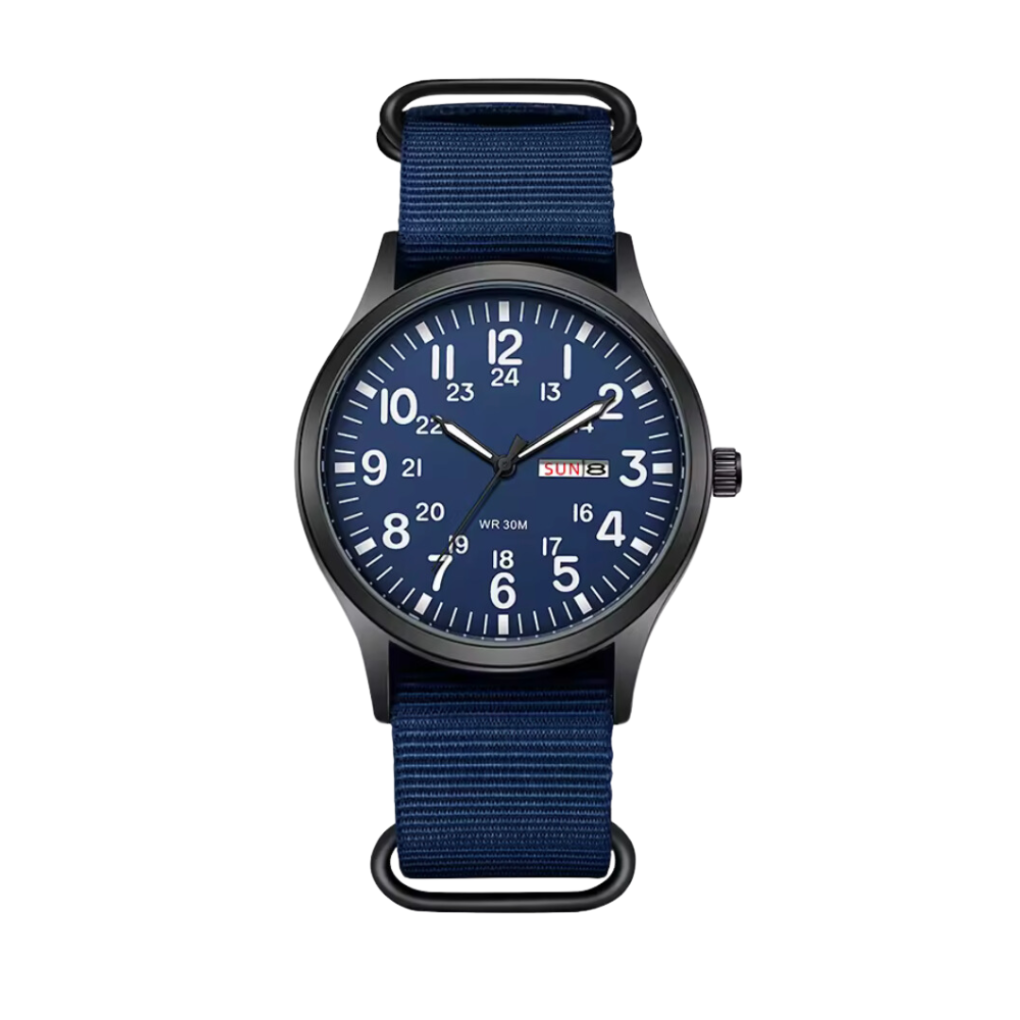 Vattentålig och robust armbandsur, idealisk som sportklocka för friluftsliv och äventyr. Unisex militärklocka.