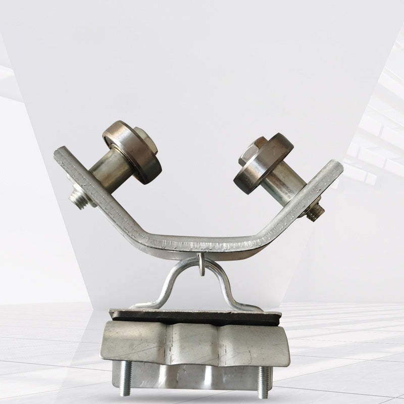 "Robust vinkeljärnspår för lyftsystem, remskiva i galvaniserat järn, passar kabelrörelse på kranar, mångsidig och hållbar."