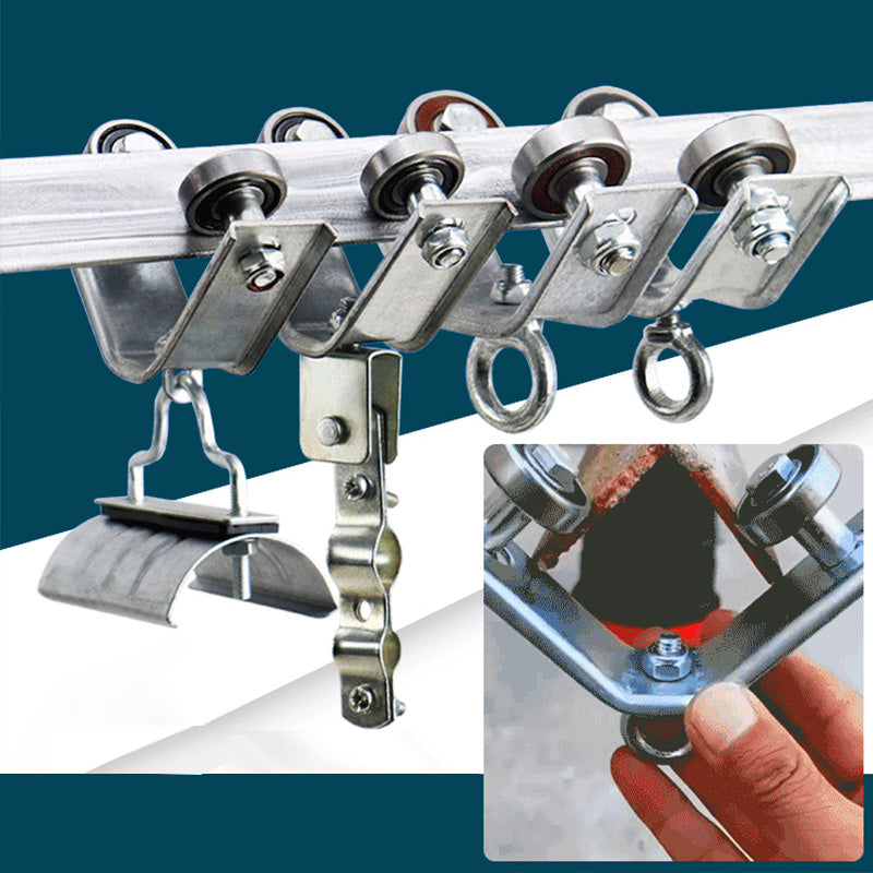 "Robust vinkeljärnspår för lyftsystem, remskiva i galvaniserat järn, passar kabelrörelse på kranar, mångsidig och hållbar."