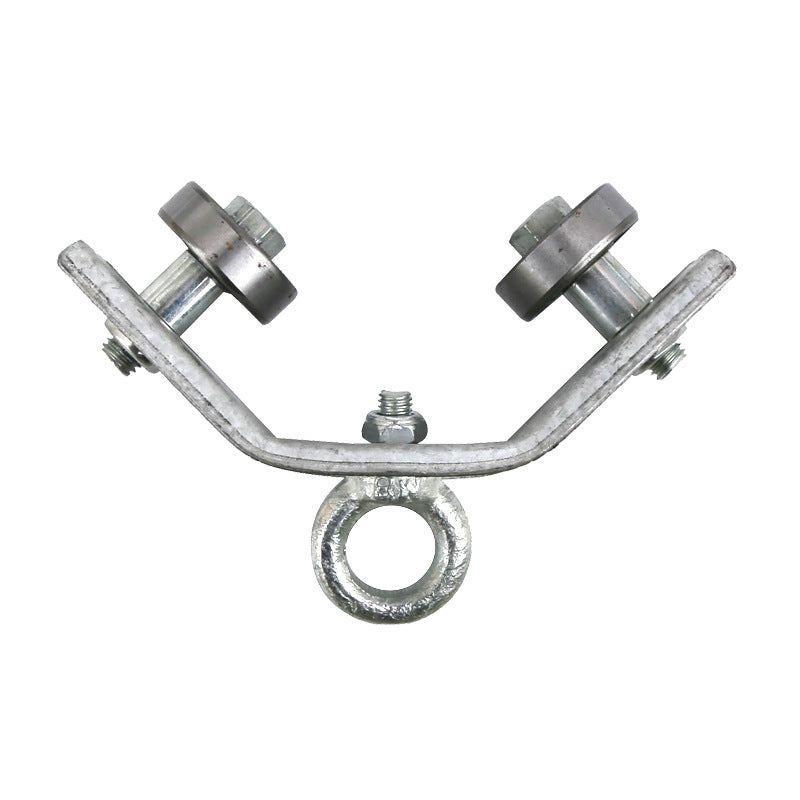 "Robust vinkeljärnspår för lyftsystem, remskiva i galvaniserat järn, passar kabelrörelse på kranar, mångsidig och hållbar."