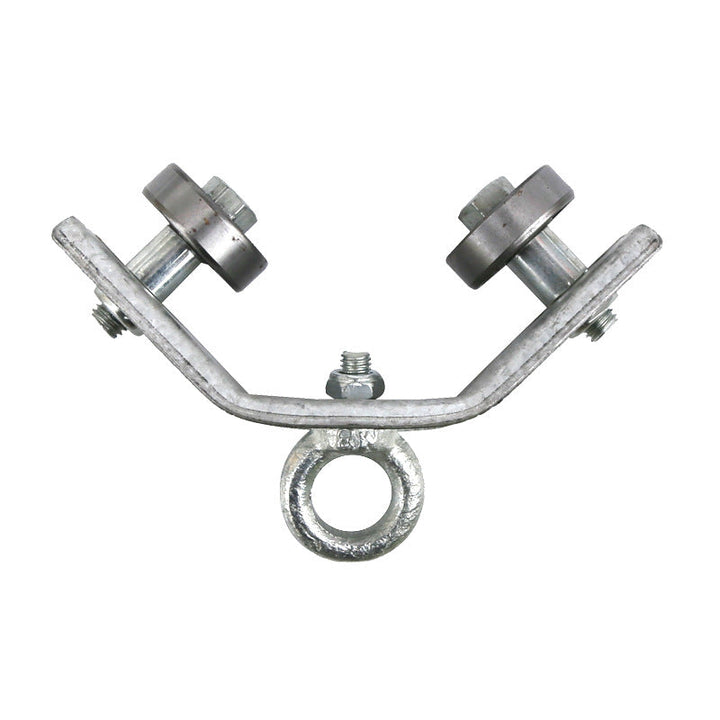 "Robust vinkeljärnspår för lyftsystem, remskiva i galvaniserat järn, passar kabelrörelse på kranar, mångsidig och hållbar."