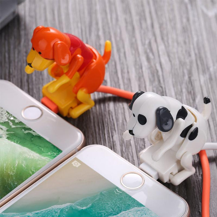 "Rolig hund snabbladdningskabel med USB, lekfull design med hund som vickar på svansen vid laddning, för Apple & Android."