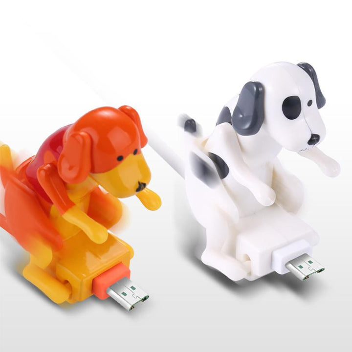 "Rolig hund snabbladdningskabel med USB, lekfull design med hund som vickar på svansen vid laddning, för Apple & Android."