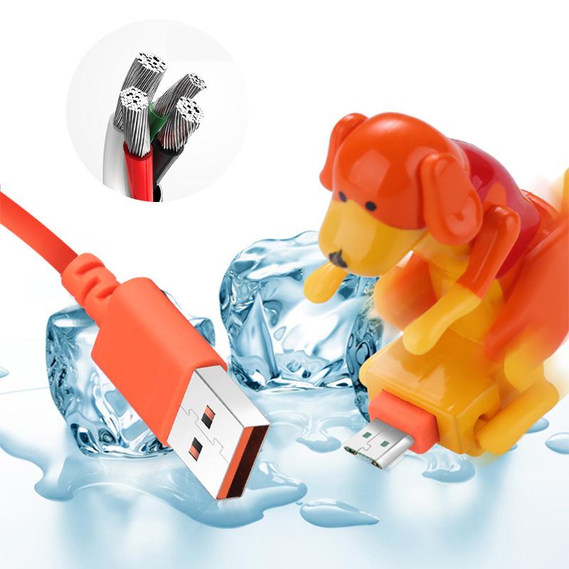 "Rolig hund snabbladdningskabel med USB, lekfull design med hund som vickar på svansen vid laddning, för Apple & Android."