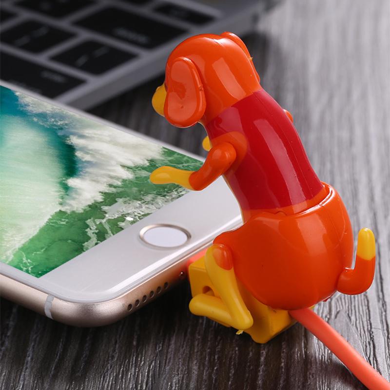"Rolig hund snabbladdningskabel med USB, lekfull design med hund som vickar på svansen vid laddning, för Apple & Android."
