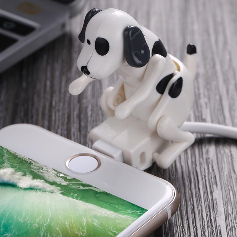 "Rolig hund snabbladdningskabel med USB, lekfull design med hund som vickar på svansen vid laddning, för Apple & Android."