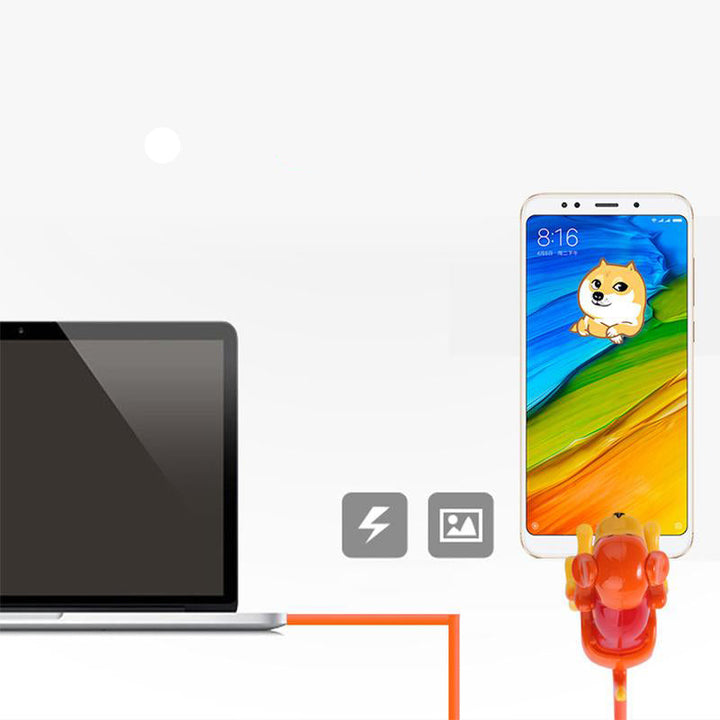 "Rolig hund snabbladdningskabel med USB, lekfull design med hund som vickar på svansen vid laddning, för Apple & Android."
