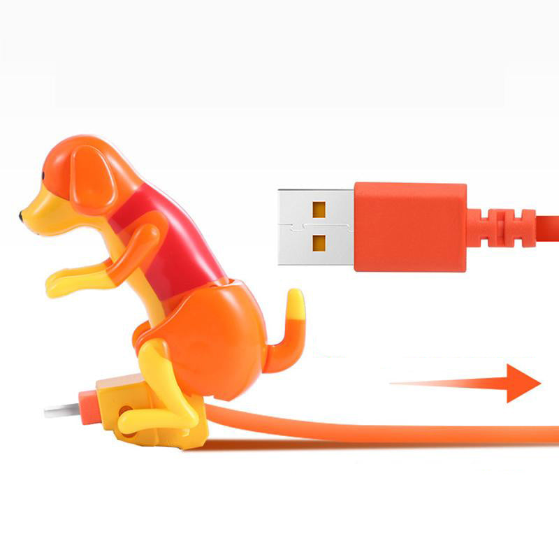 "Rolig hund snabbladdningskabel med USB, lekfull design med hund som vickar på svansen vid laddning, för Apple & Android."