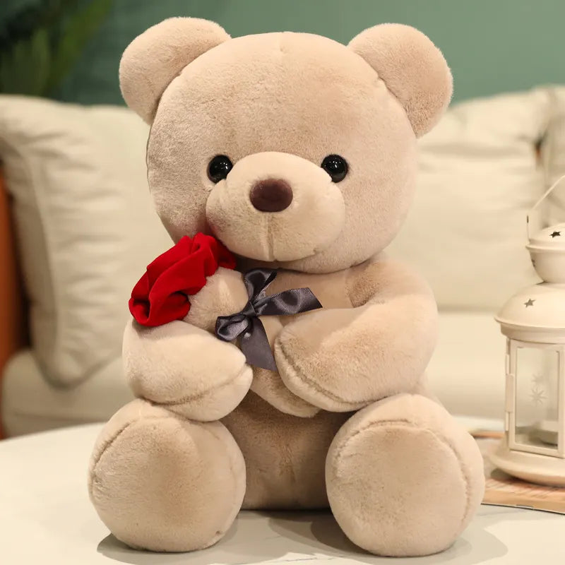 Unik present: söt nallebjörn som håller en evig ros. Idealisk för årsdag eller speciella kärleksstunder.