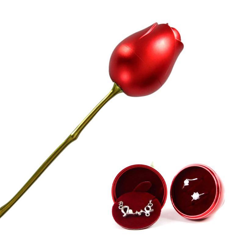 "Romantiskt ros halsband i hjärtform med röd ros, perfekt för Alla Hjärtans Dag gåva, elegant smyckesset, kvinnors accessoar"