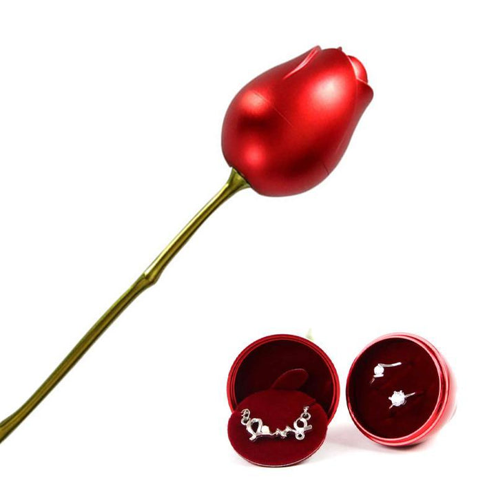 "Romantiskt ros halsband i hjärtform med röd ros, perfekt för Alla Hjärtans Dag gåva, elegant smyckesset, kvinnors accessoar"