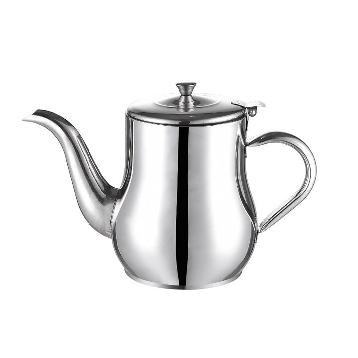 "Rostfri oljelektron i silver, multifunktionellt kökshjälpmedel med finmaskigt filter och ergonomiskt handtag."