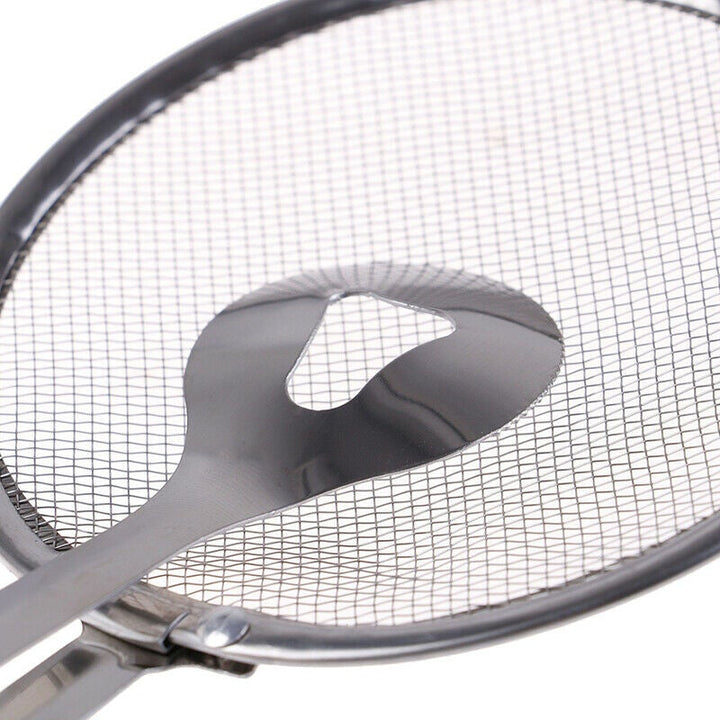 Rostfritt olje durkslag, elegant design, filtrering av olja, hållbart stål, köksverktyg för dränering av stekt mat.