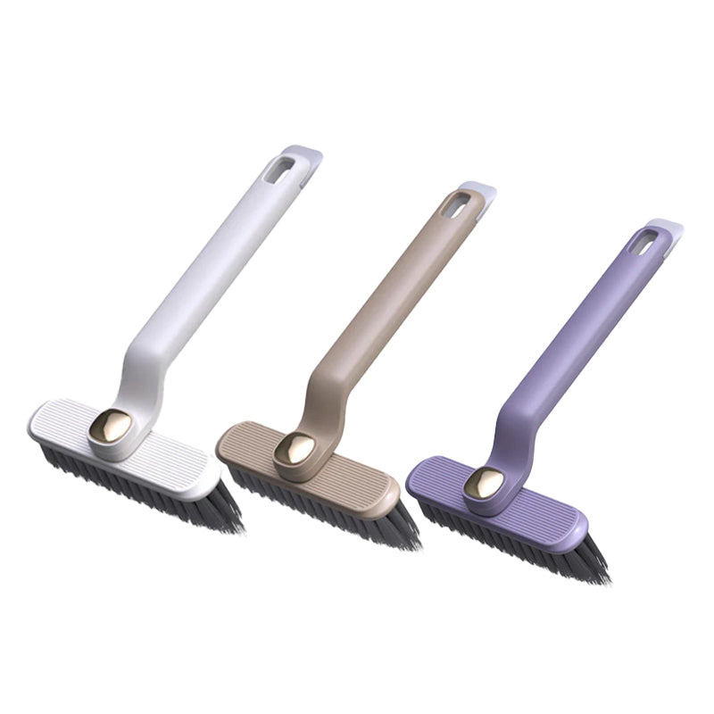 "Roterande multifunktionsborste i vit, grå och lila med ultrafina borsthår för effektiv rengöring av trånga utrymmen."