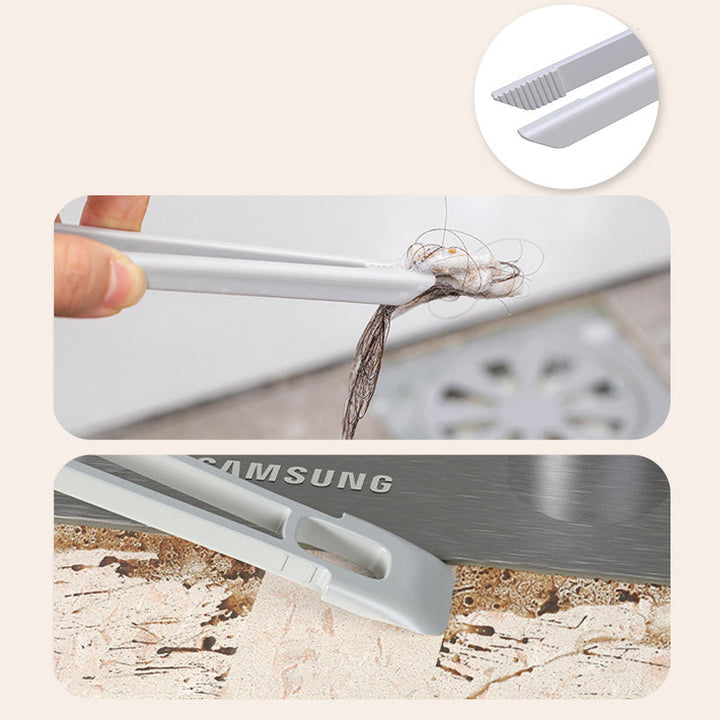 "Roterande multifunktionsborste i vit, grå och lila med ultrafina borsthår för effektiv rengöring av trånga utrymmen."