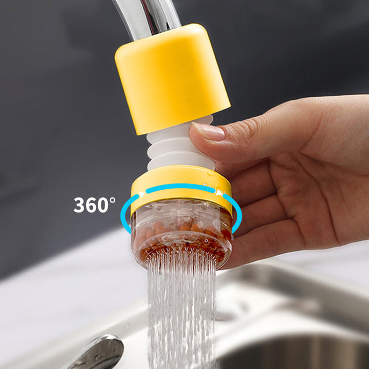 "Roterbar kökskran med trycksatt dusch, vit, snurrfunktion 360°, modern design, för smart vattenanvändning i köket."