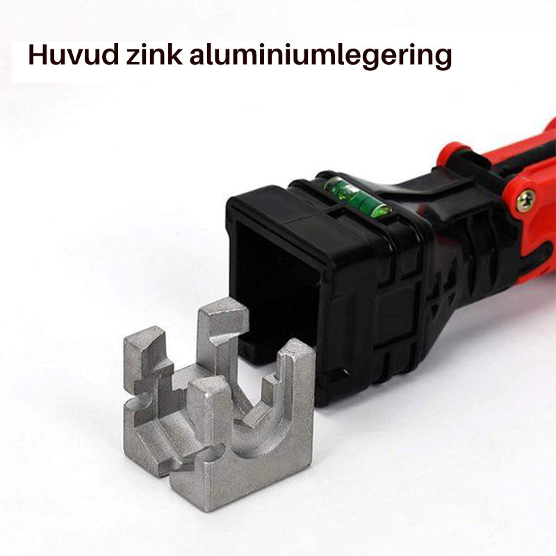 "Rött multiverktyg för VVS, 18-i-en, aluminium, ergonomisk form för trånga utrymmen, idealisk för kök och badrum."