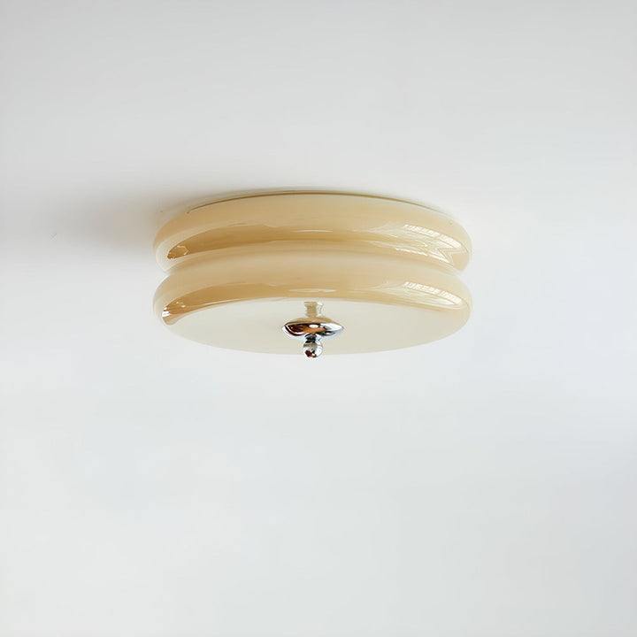 Rund BauhausGleam LED designlampa. Modern taklampa för vardagsrum, ger behagligt varmt ljus.
