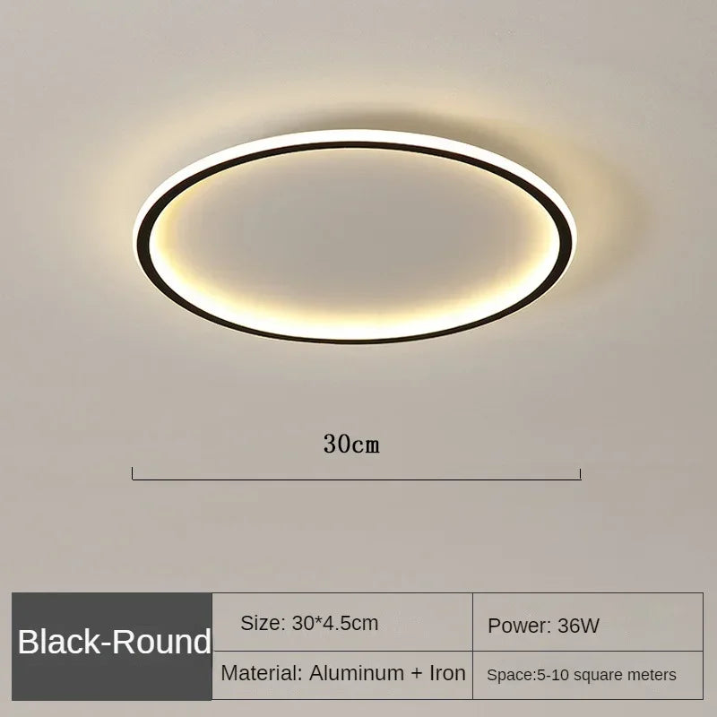 Designad rund LED taklampa för hemmet, modern belysning med guld.