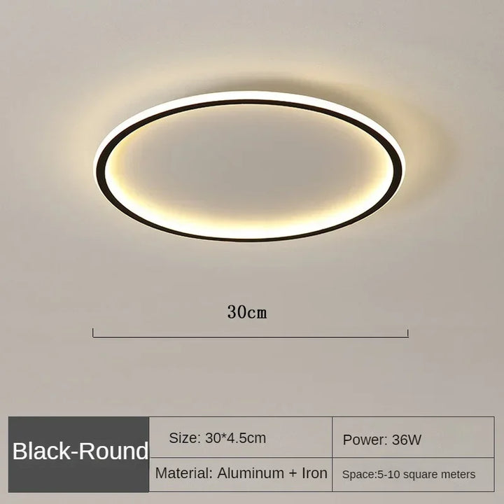 Designad rund LED taklampa för hemmet, modern belysning med guld.