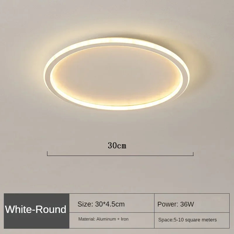 Skandinavisk rund LED taklampa, ger ett varmt och inbjudande sken.