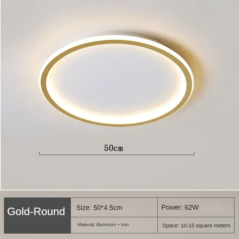 Modern design: rund LED taklampa i guldtoner för ett unikt uttryck.
