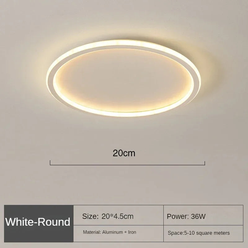 Vardagsrumslampa: rund LED taklampa i skandinavisk stil, modern och ljus.