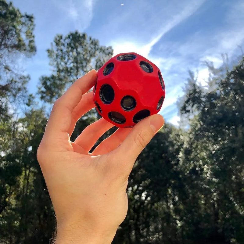 "Rund månsfoamleksak i färger blå, grön, gul, orange, rosröd, röd med studseffekt, perfekt för alla åldrar."