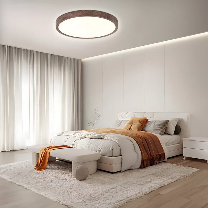 Modern rund taklampa med 3-färgs LED ljus, passar utmärkt för vardagsrum & sovrum.