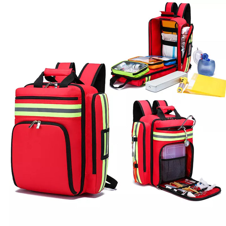 Rymlig unisex första hjälpen- och överlevnadsryggsäck för äventyr & nödsituationer. Vattentålig outdoor-ryggsäck.