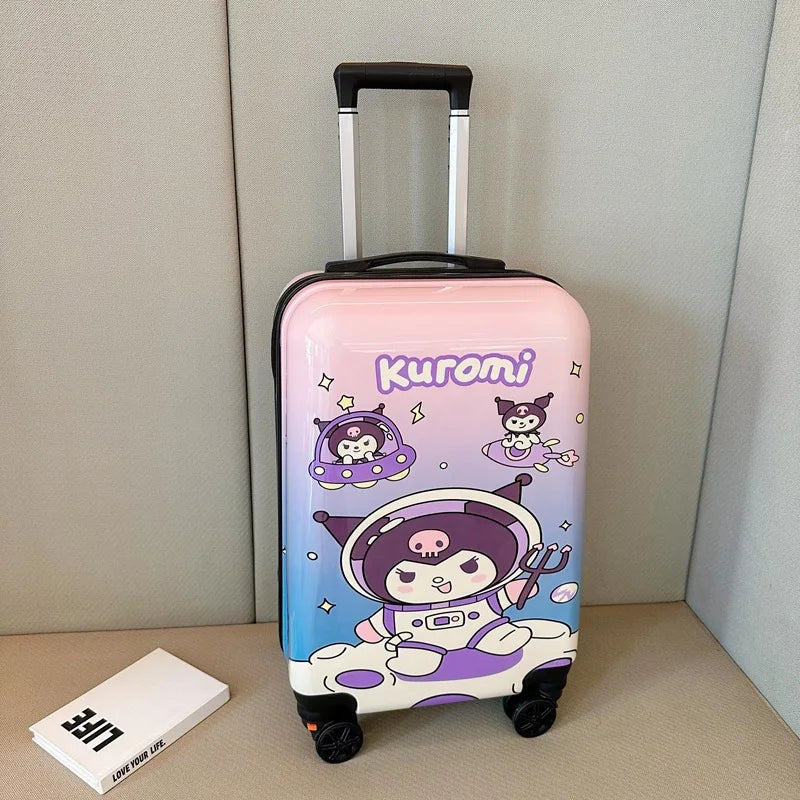 Färgglad hårdskalsresväska för barn med Hello Kitty-motiv. Slitstark bagagelösning för barnens resor.