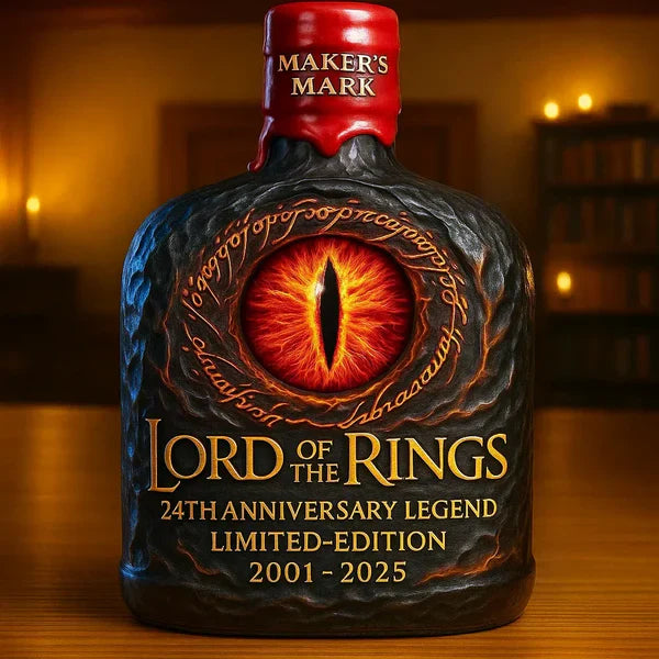 Elegant Sagan om ringen whiskeydekanter i glas, 24-års jubileum. Perfekt fantasy present eller samlarobjekt.