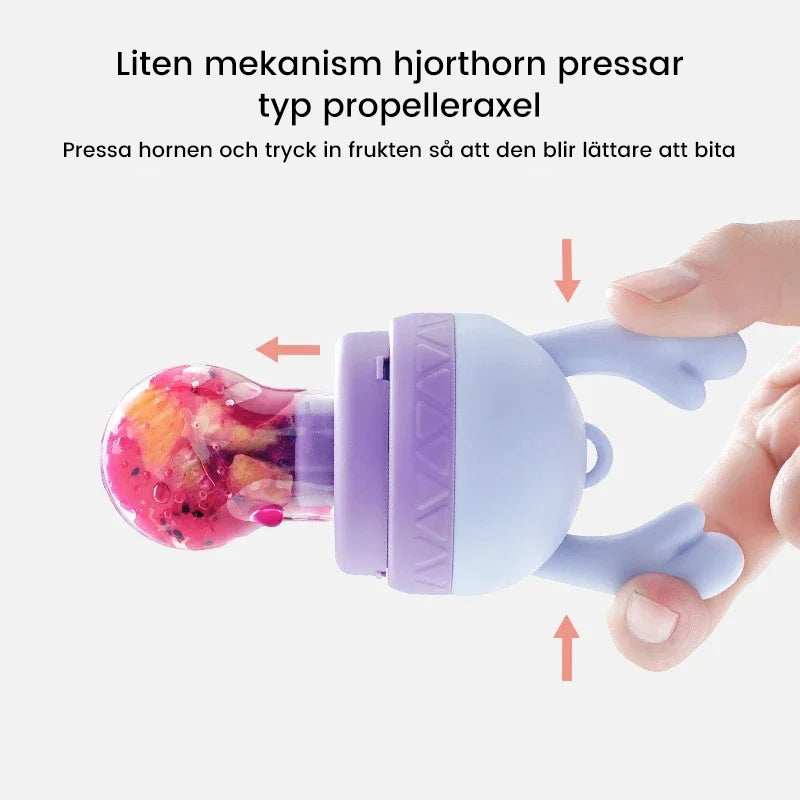 "Säker babynapp i rosa och blå, fruktmatare för småbarn, livfull design och silikonmaterial, minskar kvävningsrisken"