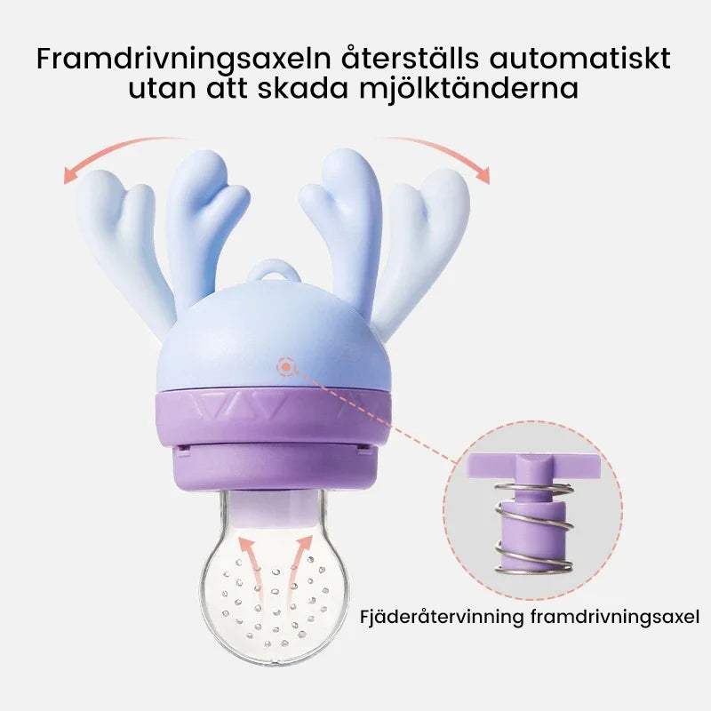 "Säker babynapp i rosa och blå, fruktmatare för småbarn, livfull design och silikonmaterial, minskar kvävningsrisken"
