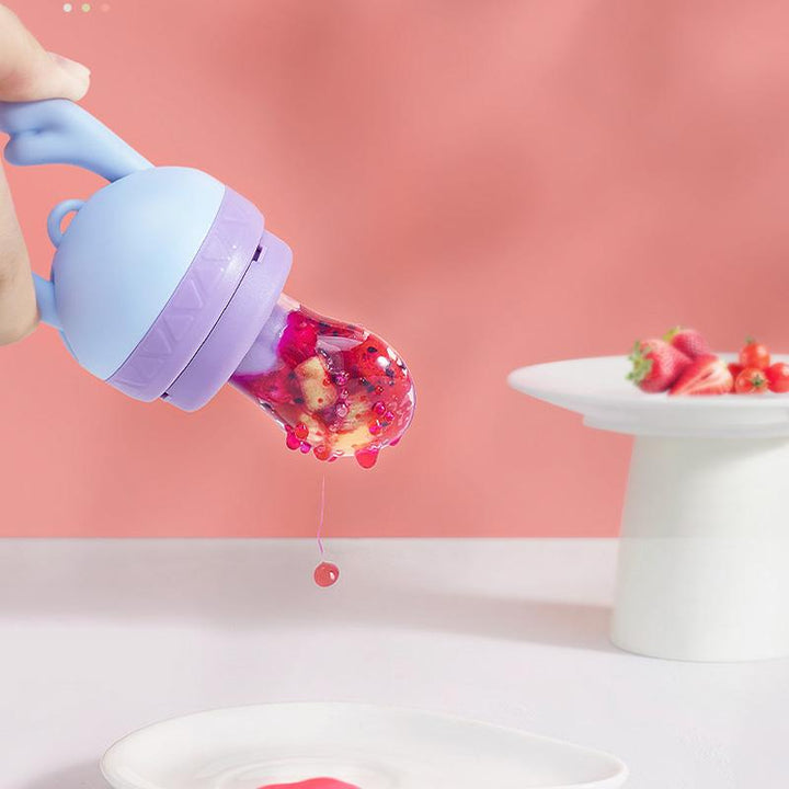 "Säker babynapp i rosa och blå, fruktmatare för småbarn, livfull design och silikonmaterial, minskar kvävningsrisken"