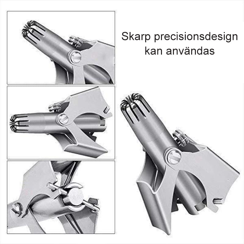 "Säker näshårtrimmer i rostfritt stål för män, lätt och portabel med precisionsblad, perfekt för daglig användning."