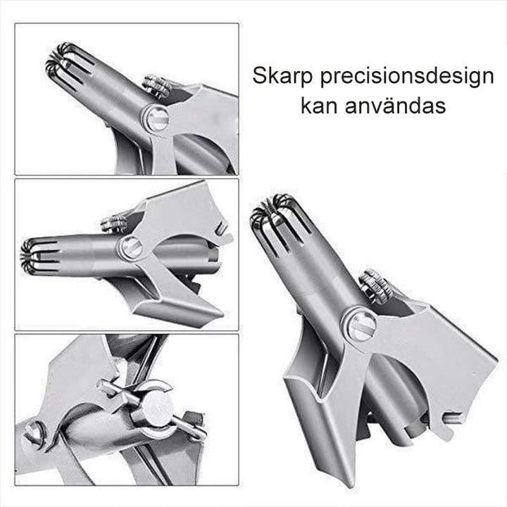 "Säker näshårtrimmer i rostfritt stål för män, lätt och portabel med precisionsblad, perfekt för daglig användning."