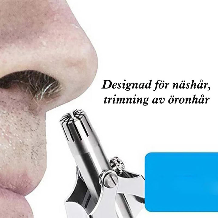 "Säker näshårtrimmer i rostfritt stål för män, lätt och portabel med precisionsblad, perfekt för daglig användning."