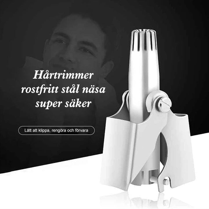"Säker näshårtrimmer i rostfritt stål för män, lätt och portabel med precisionsblad, perfekt för daglig användning."
