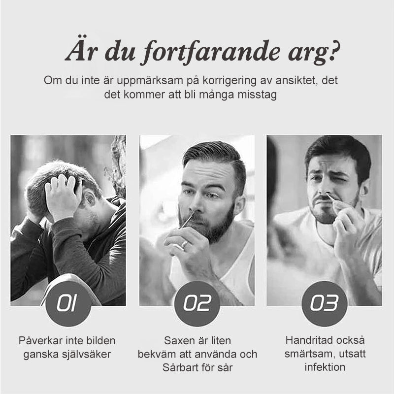 "Säker näshårtrimmer i rostfritt stål för män, lätt och portabel med precisionsblad, perfekt för daglig användning."
