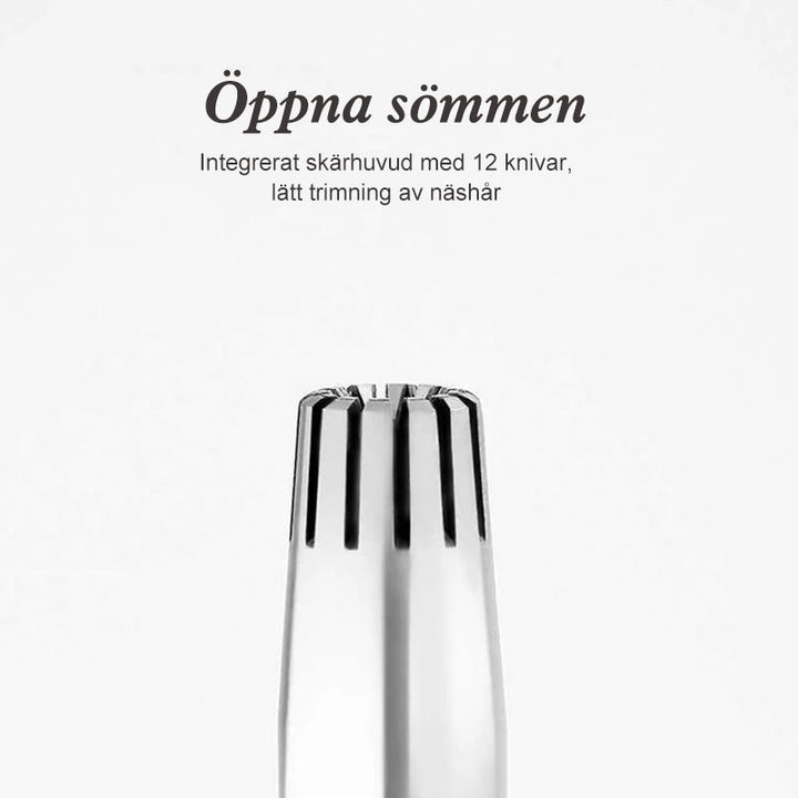 "Säker näshårtrimmer i rostfritt stål för män, lätt och portabel med precisionsblad, perfekt för daglig användning."