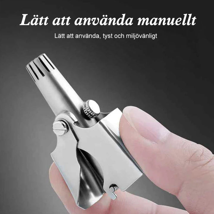 "Säker näshårtrimmer i rostfritt stål för män, lätt och portabel med precisionsblad, perfekt för daglig användning."