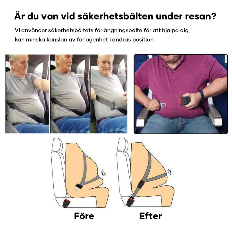 "Säkerhetsbälteförlängning, svart och tålig, för ökad komfort och säker körning i bilen, lätt att använda."