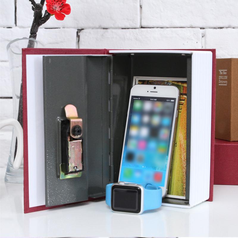 "Säkerhetsboklåda av stål, bokformad, med kombinationslås, diskret förvaring på bokhylla, inomhusbruk."