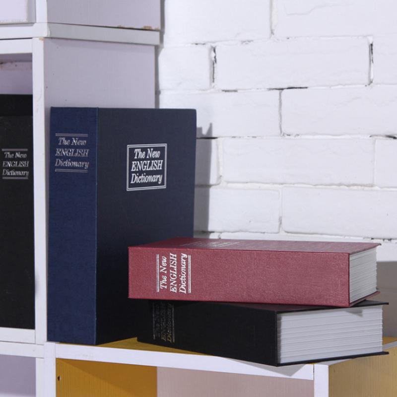 "Säkerhetsboklåda av stål, bokformad, med kombinationslås, diskret förvaring på bokhylla, inomhusbruk."