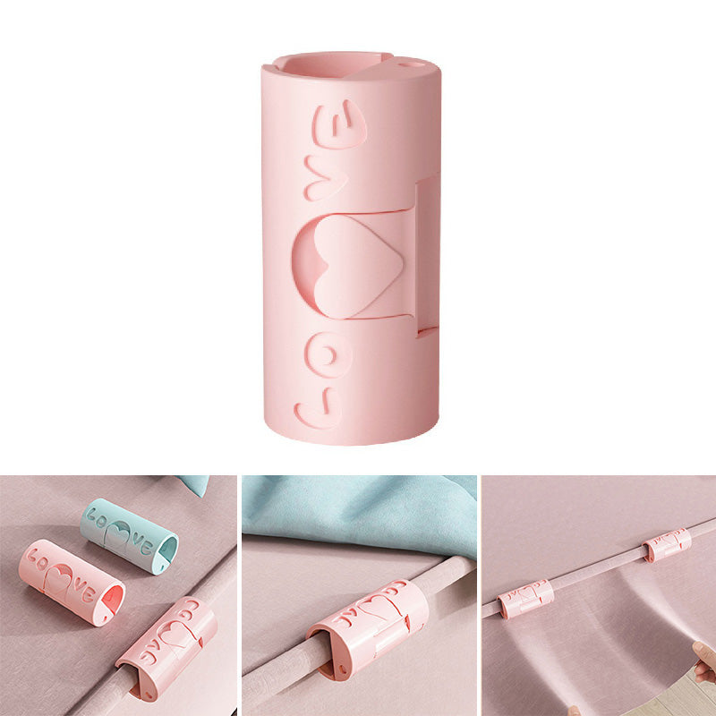 "Sänglakanhållare utan nålar i blå och rosa, funktionell och stilren, av slitstarkt ABS-material för prydligt sovrum."