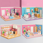 Sovrumsscen+vardagsrumsscen+köksscen+badrumsscen