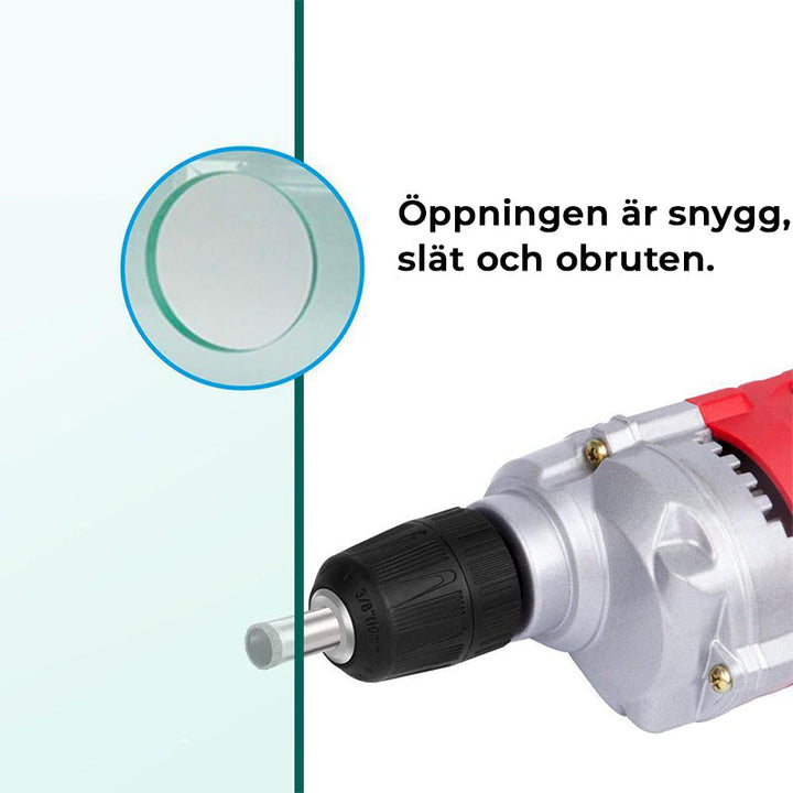 "Set med 10 diamantborr för hårda material, stålbaserade, olika storlekar för exakt borrning i glas och sten."